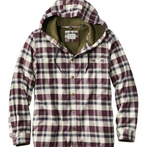 L.L.BEAN MEN'S HOODED
SNAP-FRONT FLEECE-LINED
FLANNEL SHIRT